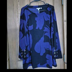 Chico's Travelers Grommet Tunic Size 3P (XL/16 petite), Midnight Violet, NWT